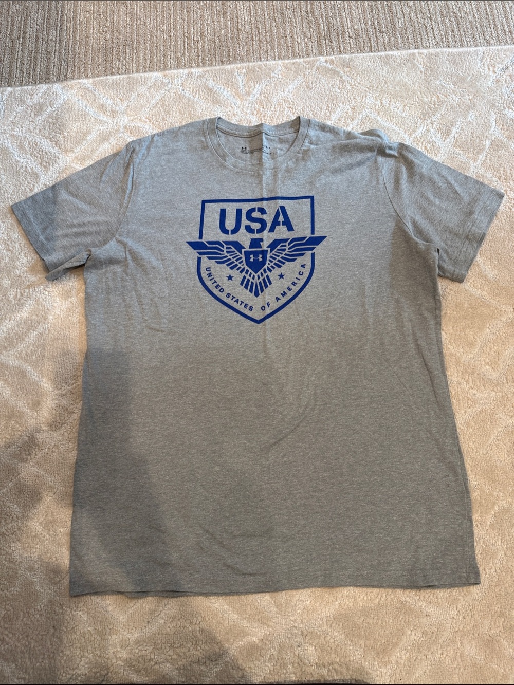 Under Armour Gray Short Sleeve Tee with Blue USA Shield
